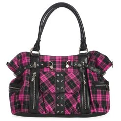 Banned Alternative Handbag - Rise Up Tartan Pink