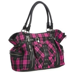 KILLSTAR Shop -KILLSTAR Shop banned alternative handbag rise up tartan pink2